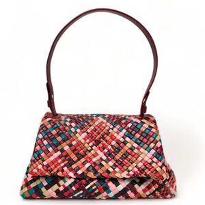 Multicolor 100% leather woven Crossbody handbag